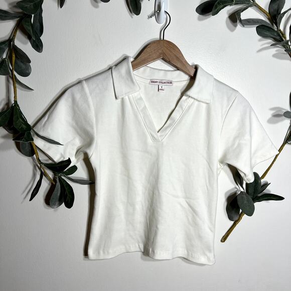 Heiny Collection Cream Collared Tee LAST CALL - Picture 1 of 4